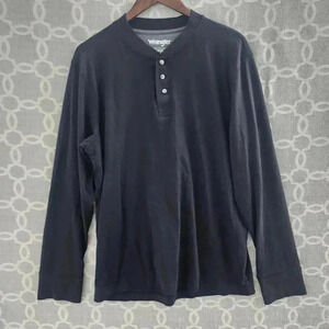 Wrangler Black Henley Long sleeve T Shirt Men's L
